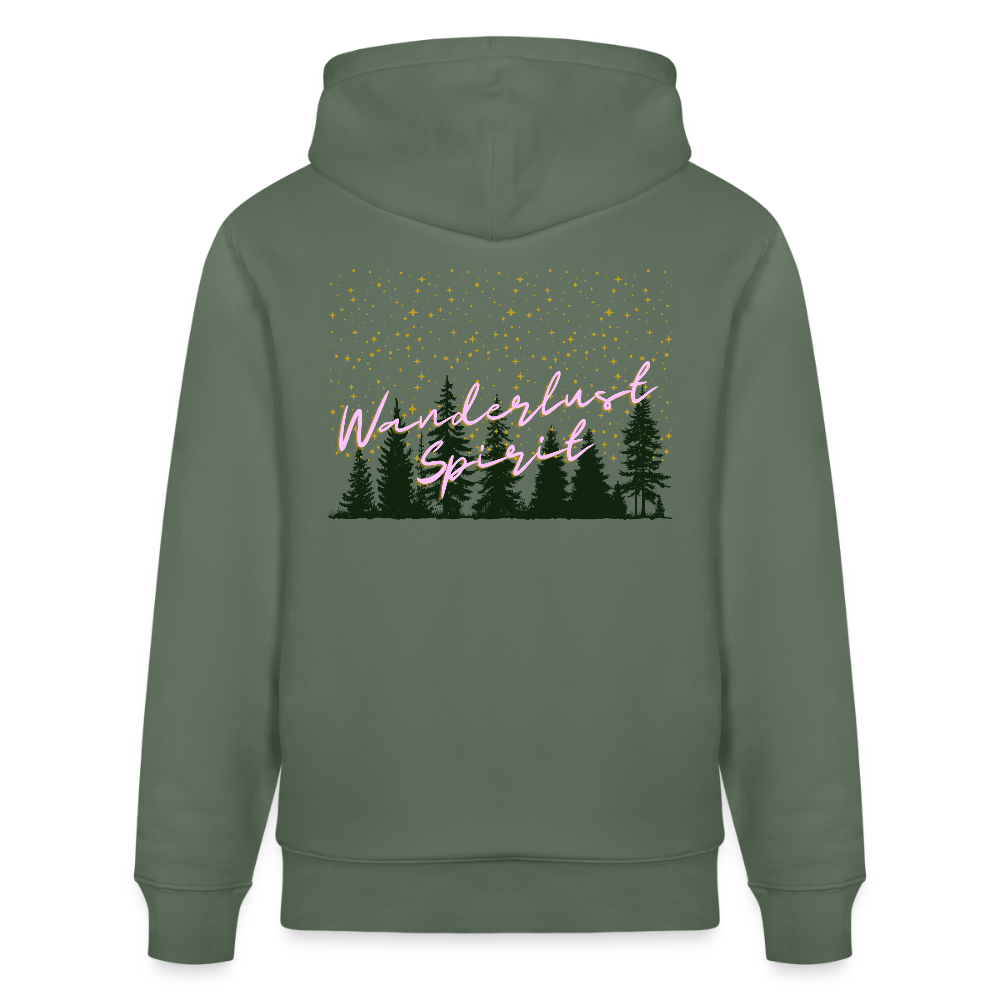Unisex Herren Damen Bio-Hoodie - WANDERLUST SPIRIT - Tanngrün
