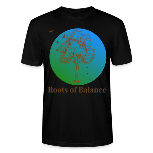 Unisex Herren Damen Bio T-Shirt - ROOTS OF BALANCE - Schwarz