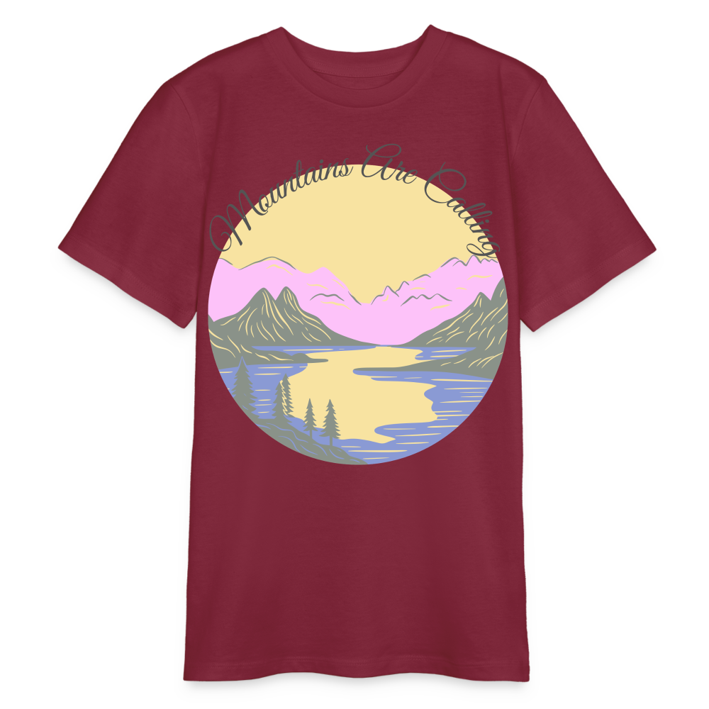 Bio Teenager T-Shirt - MOUNTAINS ARE CALLING - Burgunderrot