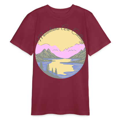 Bio Teenager T-Shirt - MOUNTAINS ARE CALLING - Burgunderrot