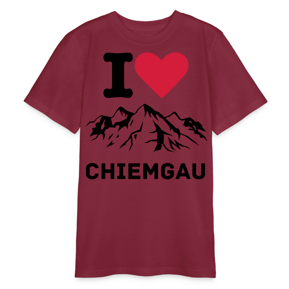 Bio Teenager T-Shirt - I LOVE CHIEMGAU - Burgunderrot