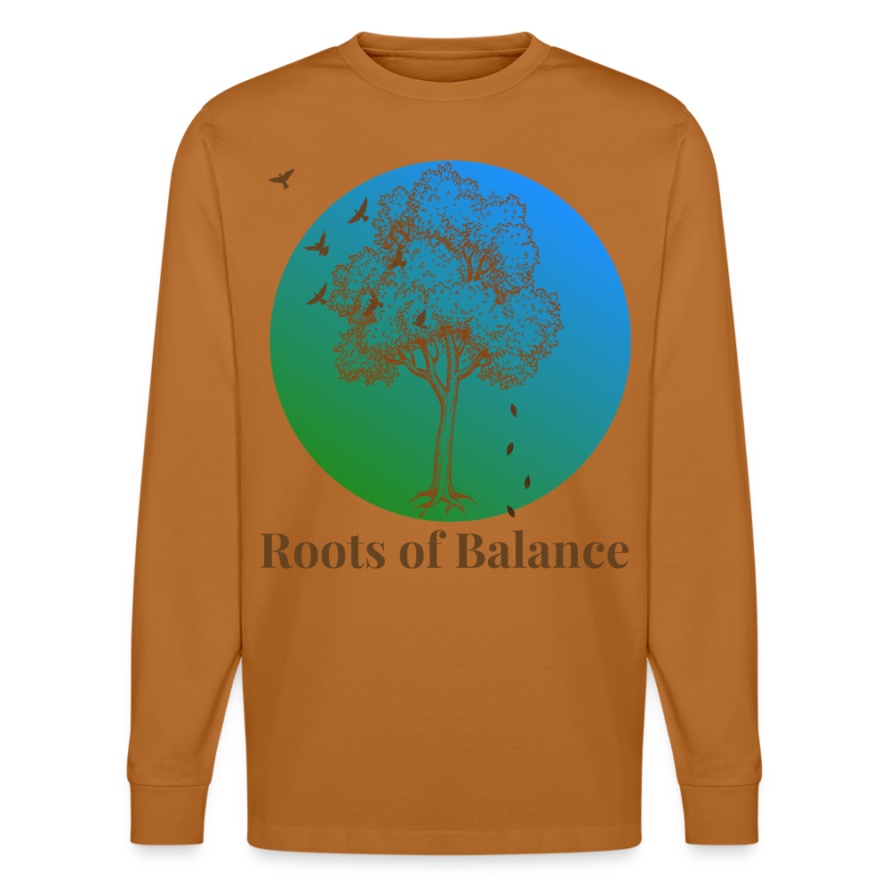 Unisex Herren Damen Bio-Langarmshirt - ROOTS OF BALANCE - Herbstorange