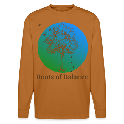 Unisex Herren Damen Bio-Langarmshirt - ROOTS OF BALANCE - Herbstorange