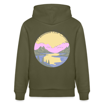 Unisex Herren Damen Bio-Hoodie - MOUNTAINS ARE CALLIN - Khaki Grün