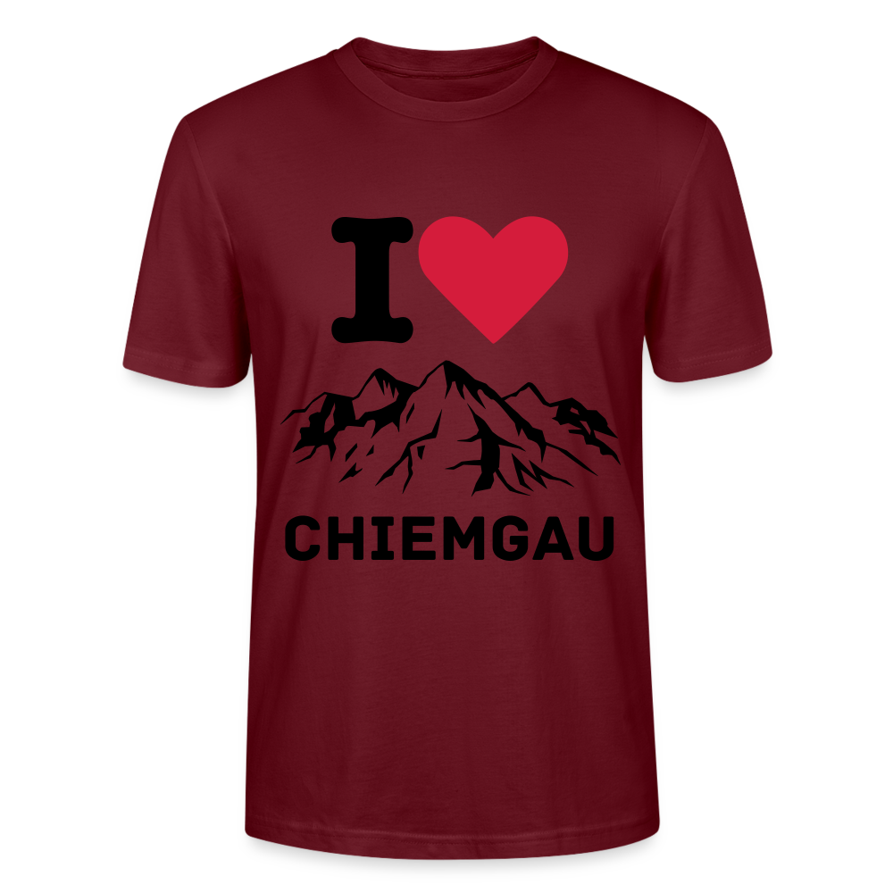 Unisex Herren Damen Bio T-Shirt - I LOVE CHIEMGAU - Burgunderrot