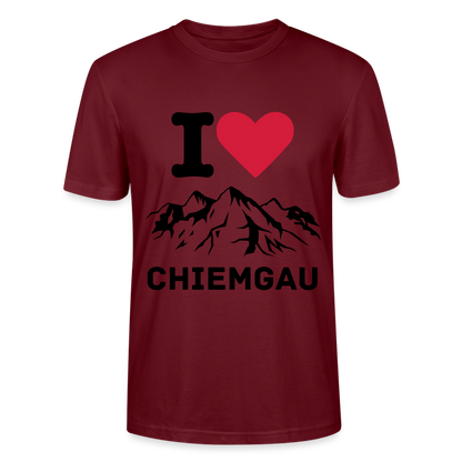 Unisex Herren Damen Bio T-Shirt - I LOVE CHIEMGAU - Burgunderrot