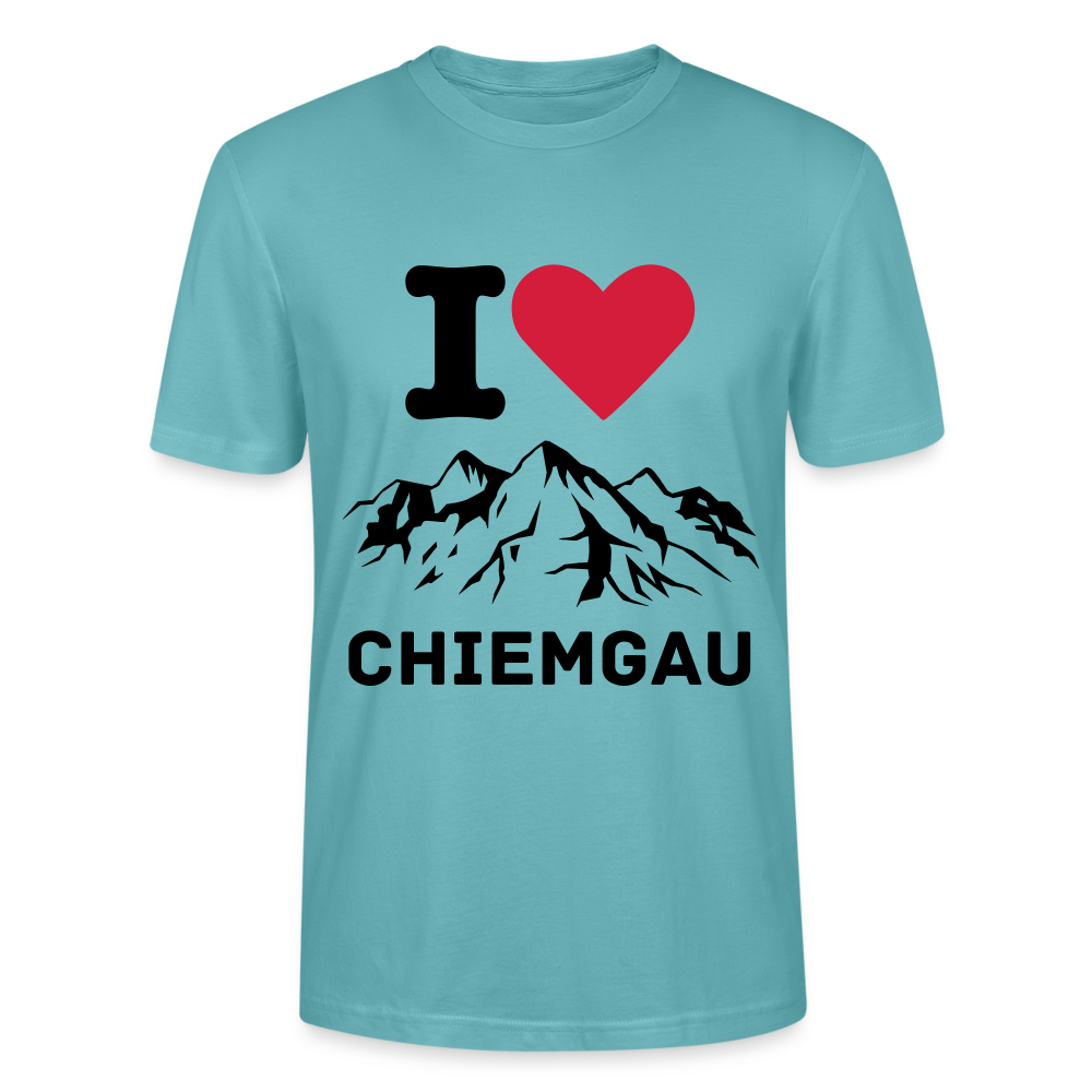 Unisex Herren Damen Bio T-Shirt - I LOVE CHIEMGAU - Pastelltürkis