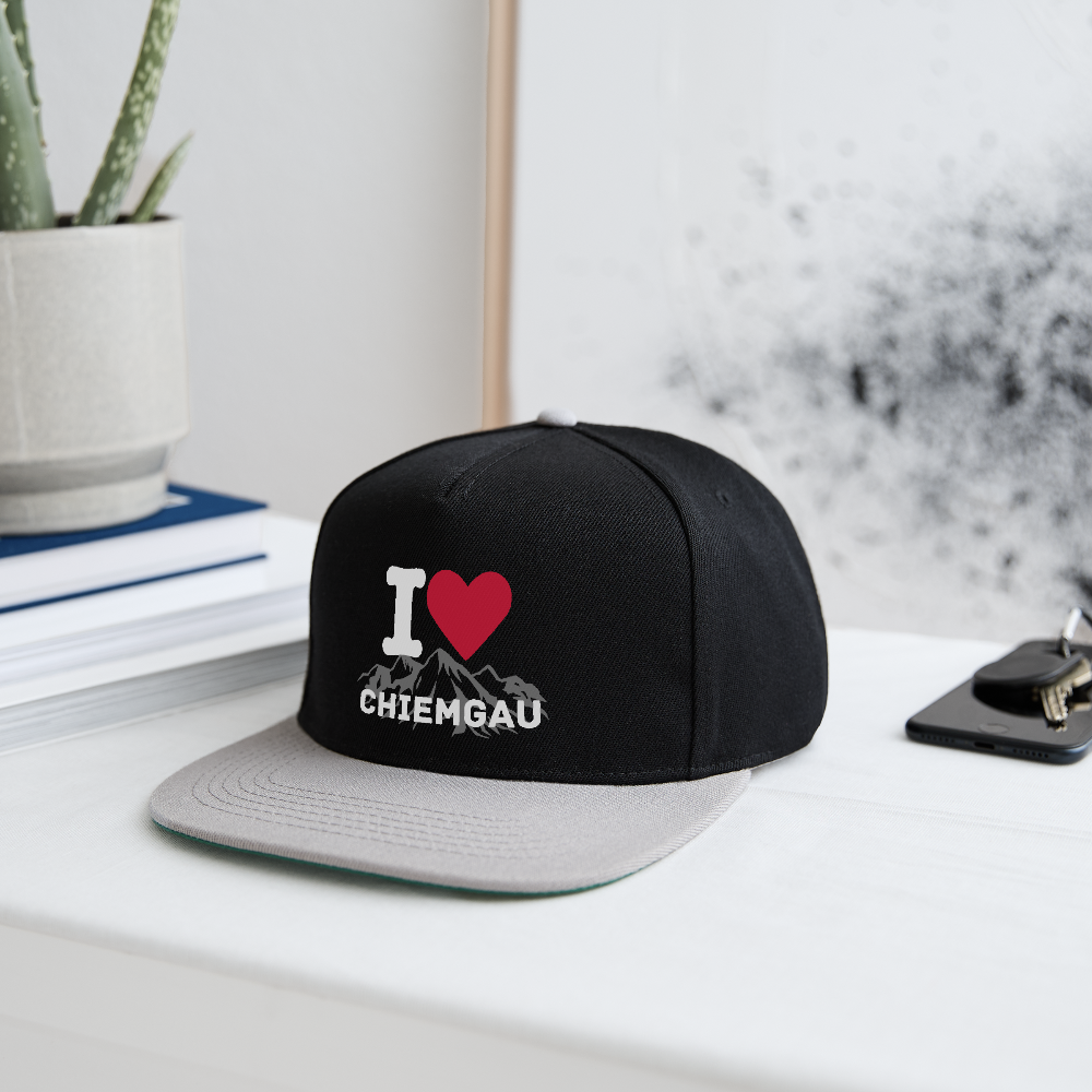 Snapback Cap - I LOVE CHIEMGAU - versch. Farben - Schwarz/Grau