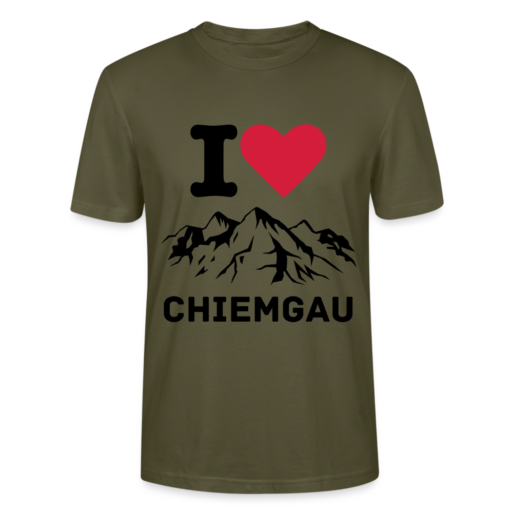 Unisex Herren Damen Bio T-Shirt - I LOVE CHIEMGAU - Khaki