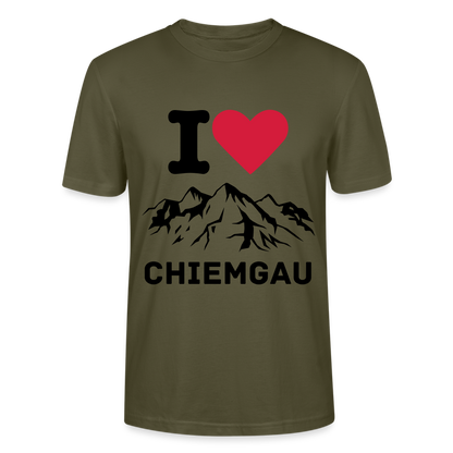 Unisex Herren Damen Bio T-Shirt - I LOVE CHIEMGAU - Khaki