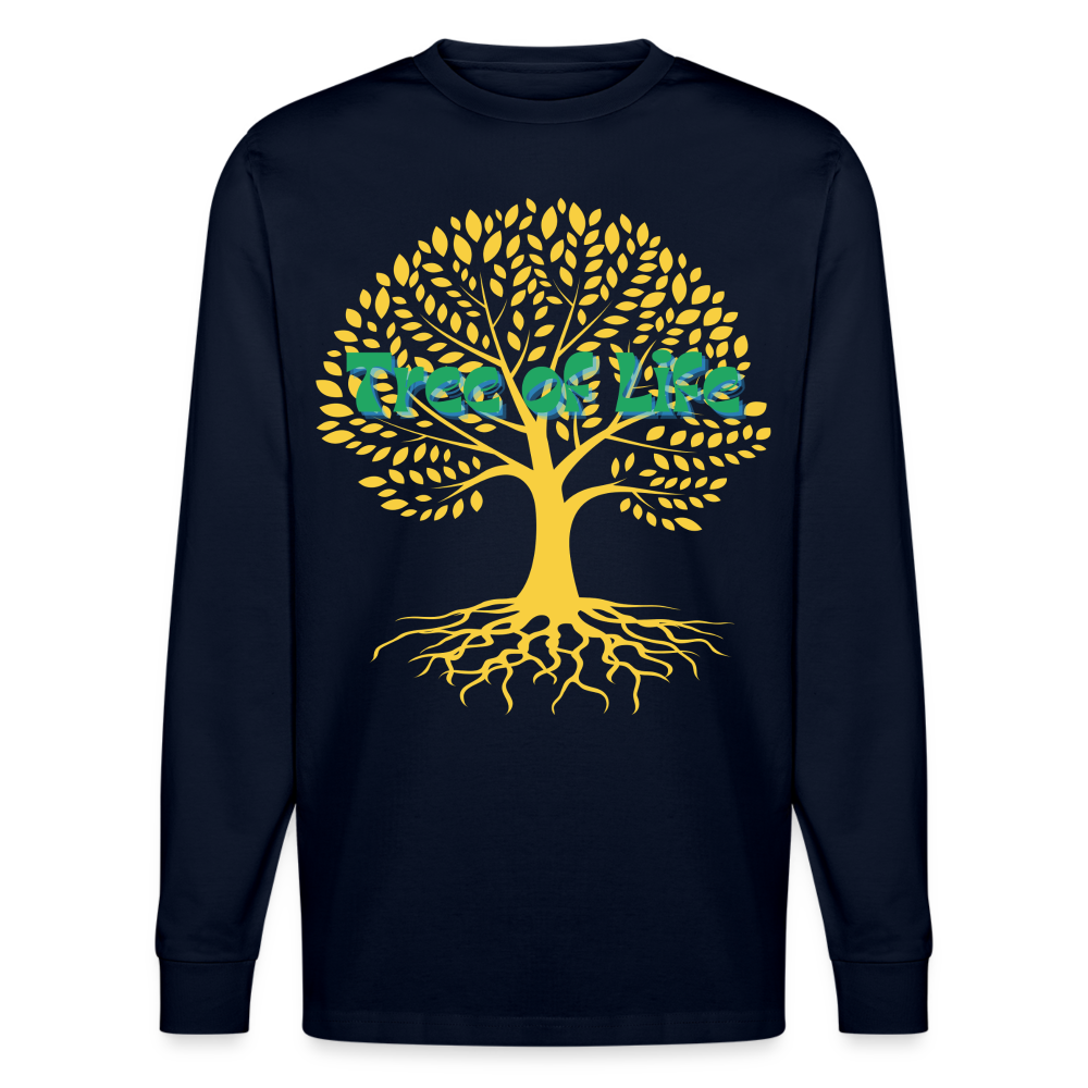 Unisex Herren Damen Bio-Langarmshirt - TREE OF LIFE - Navy