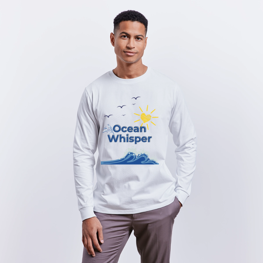 Unisex Herren Damen Bio-Langarmshirt - OCEAN WHISPER - Weiß