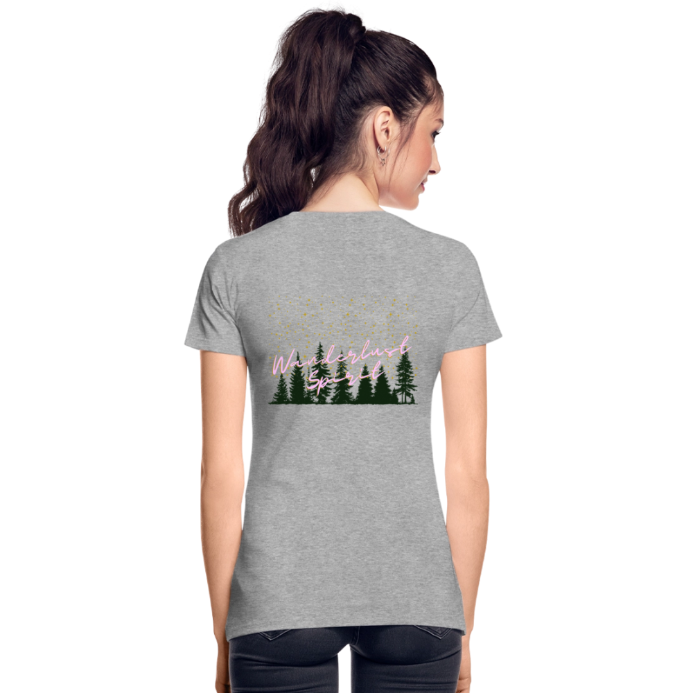 Frauen Premium Bio T-Shirt - WANDERLUST SPIRIT - Grau meliert