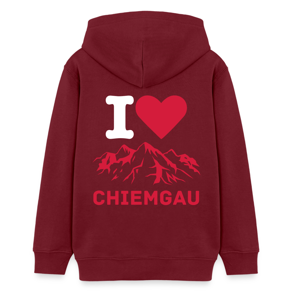 Teenager Bio-Hoodie -  I LOVE CHIEMGAU - Burgunderrot