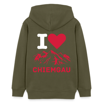 Teenager Bio-Hoodie -  I LOVE CHIEMGAU - Khaki