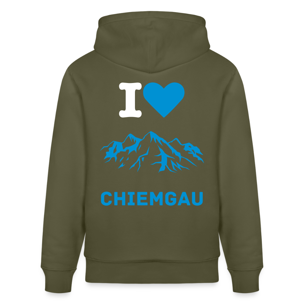 Unisex Herren Damen Bio-Hoodie - I LOVE CHIEMGAU - Khaki Grün