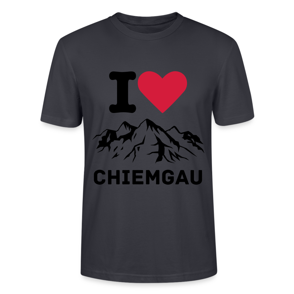 Unisex Herren Damen Bio T-Shirt - I LOVE CHIEMGAU - Dunkles Graublau