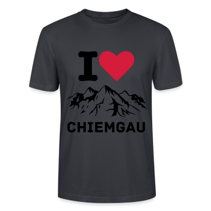 Unisex Herren Damen Bio T-Shirt - I LOVE CHIEMGAU - Dunkles Graublau