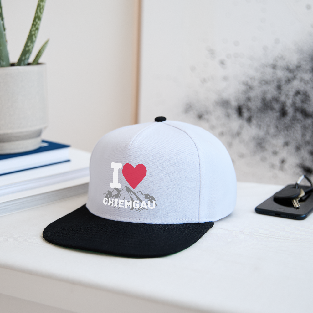 Snapback Cap - I LOVE CHIEMGAU - versch. Farben - Weiß/Schwarz