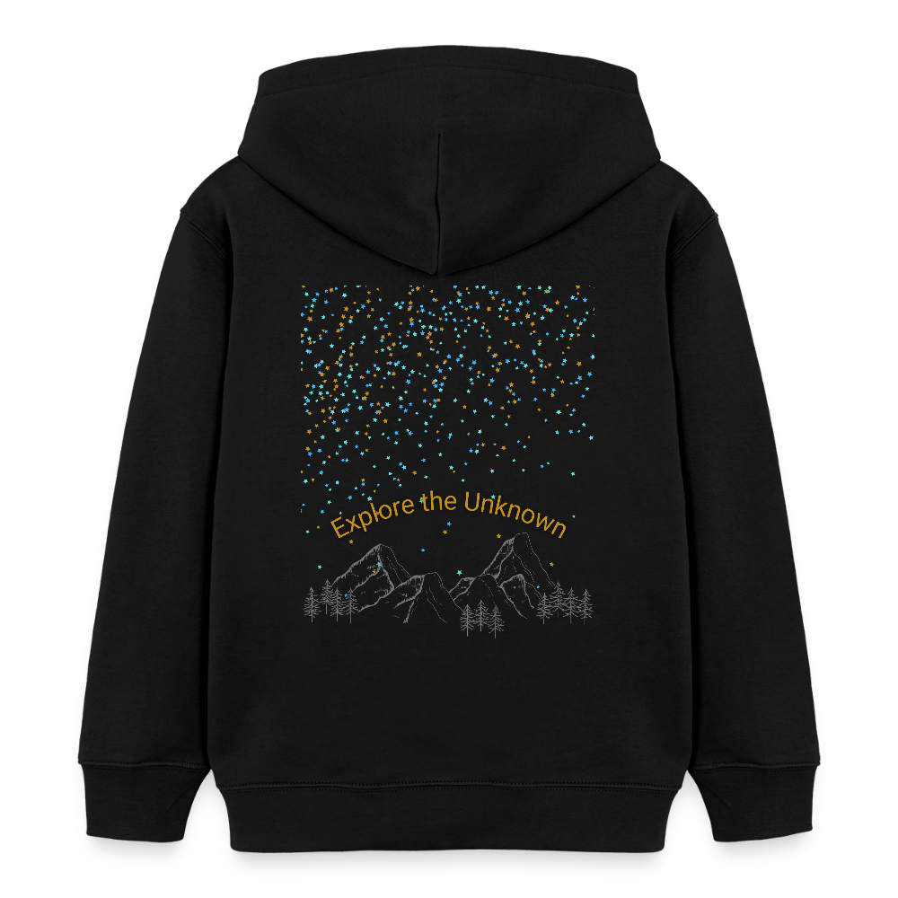 Kinder Bio-Hoodie - EXPLORE THE UNKNOWN - Schwarz