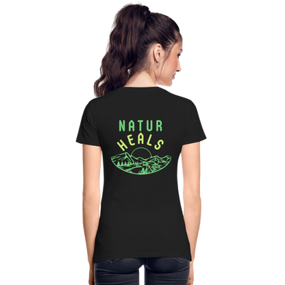 Frauen Premium Bio T-Shirt - NATUR HEALS - Schwarz