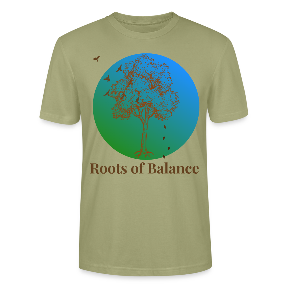 Unisex Herren Damen Bio T-Shirt - ROOTS OF BALANCE - Nebelgrün