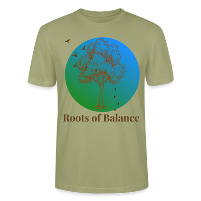 Unisex Herren Damen Bio T-Shirt - ROOTS OF BALANCE - Nebelgrün