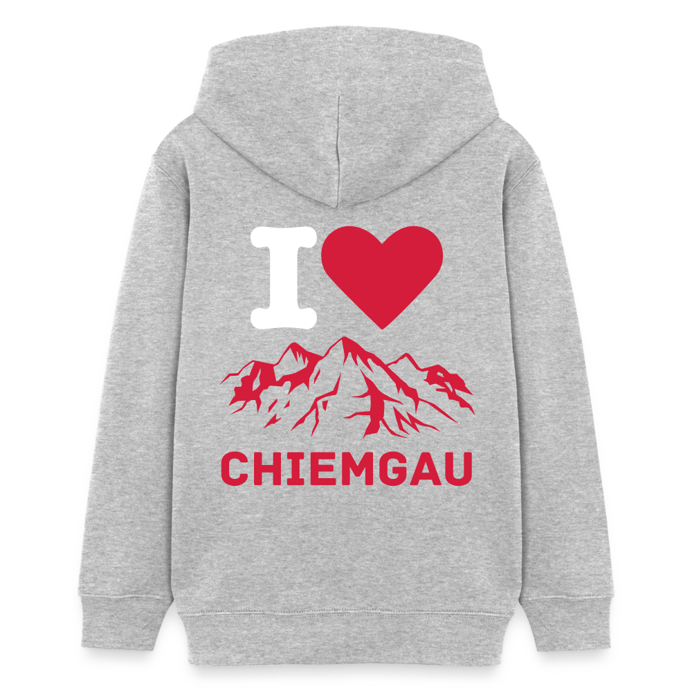 Teenager Bio-Hoodie -  I LOVE CHIEMGAU - Grau meliert