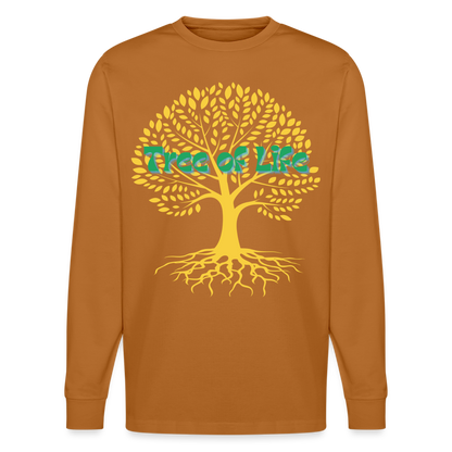 Unisex Herren Damen Bio-Langarmshirt - TREE OF LIFE - Herbstorange