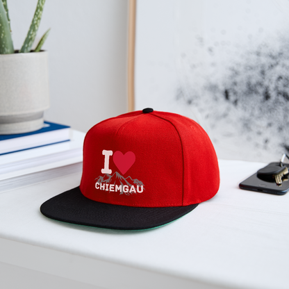 Snapback Cap - I LOVE CHIEMGAU - versch. Farben - Rot/Schwarz