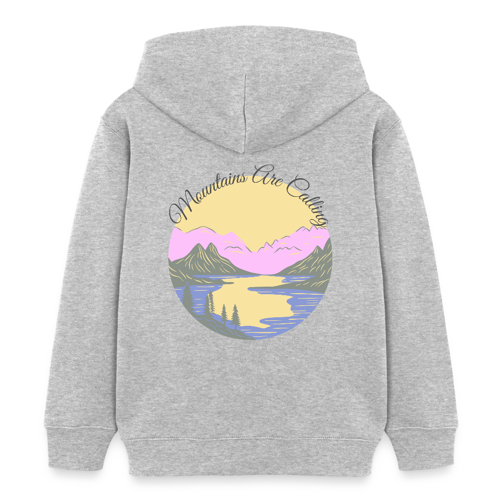 Kinder Bio-Hoodie - MOUNTAINS ARE CALLING - Grau meliert