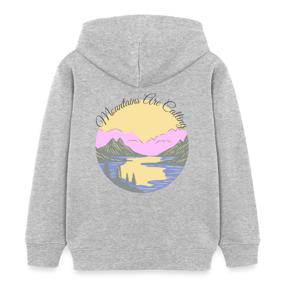 Kinder Bio-Hoodie - MOUNTAINS ARE CALLING - Grau meliert