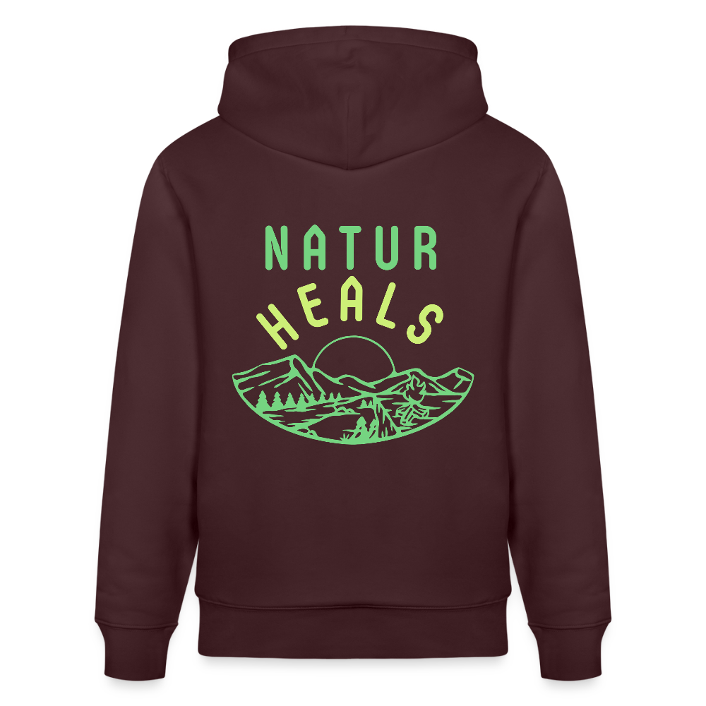 Unisex Herren Damen Bio-Hoodie - NATUR HEALS - Maroon