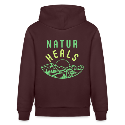 Unisex Herren Damen Bio-Hoodie - NATUR HEALS - Maroon