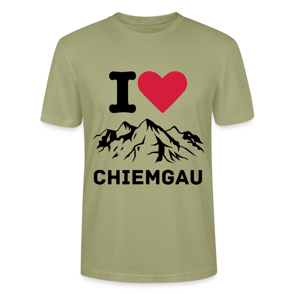 Unisex Herren Damen Bio T-Shirt - I LOVE CHIEMGAU - Nebelgrün