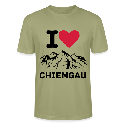 Unisex Herren Damen Bio T-Shirt - I LOVE CHIEMGAU - Nebelgrün