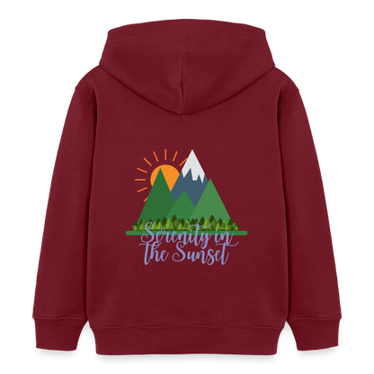 Kinder Bio-Hoodie - SERENITY IN THE SUNSET - Burgunderrot