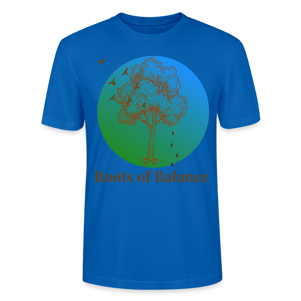 Unisex Herren Damen Bio T-Shirt - ROOTS OF BALANCE - Pfauenblau