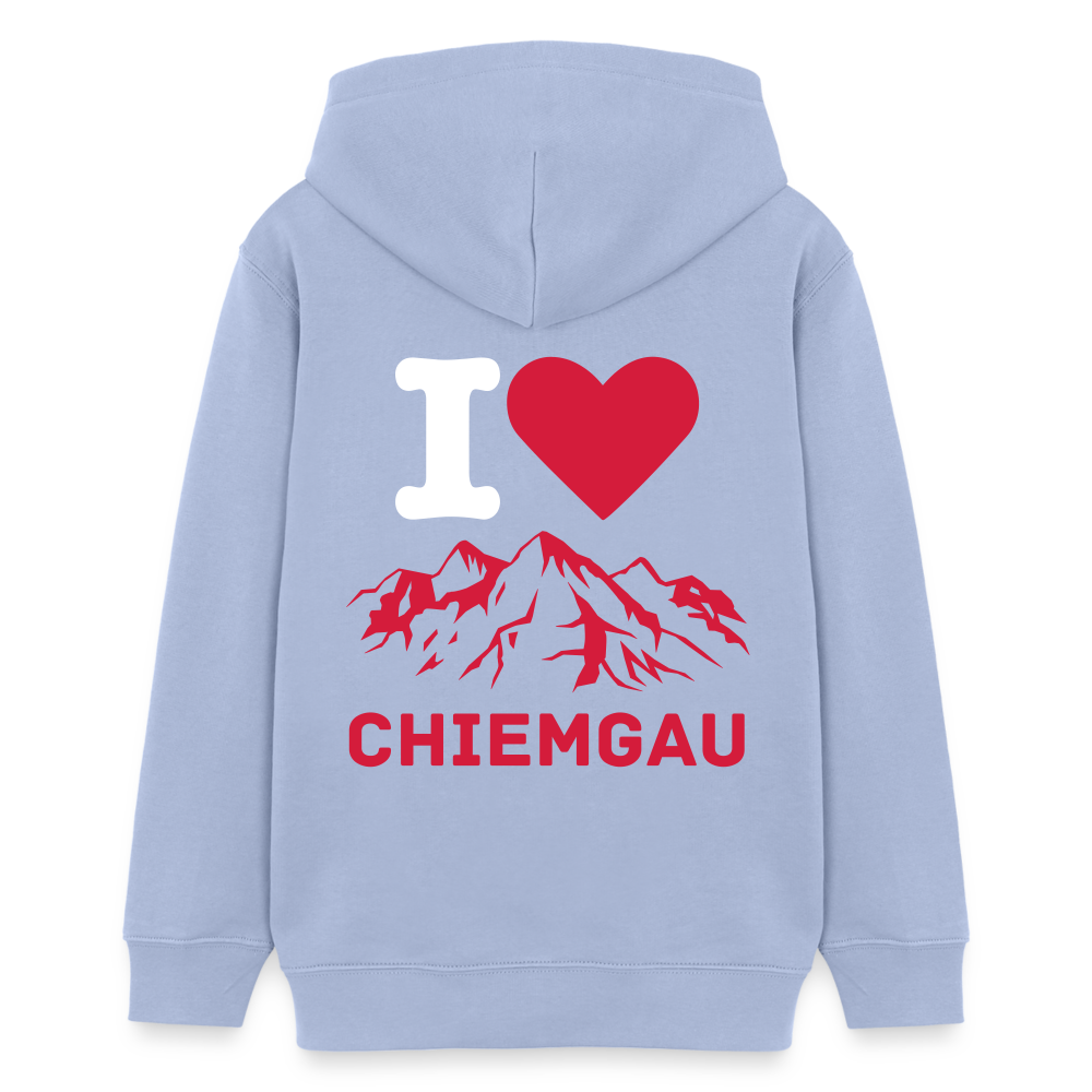 Teenager Bio-Hoodie -  I LOVE CHIEMGAU - Sky