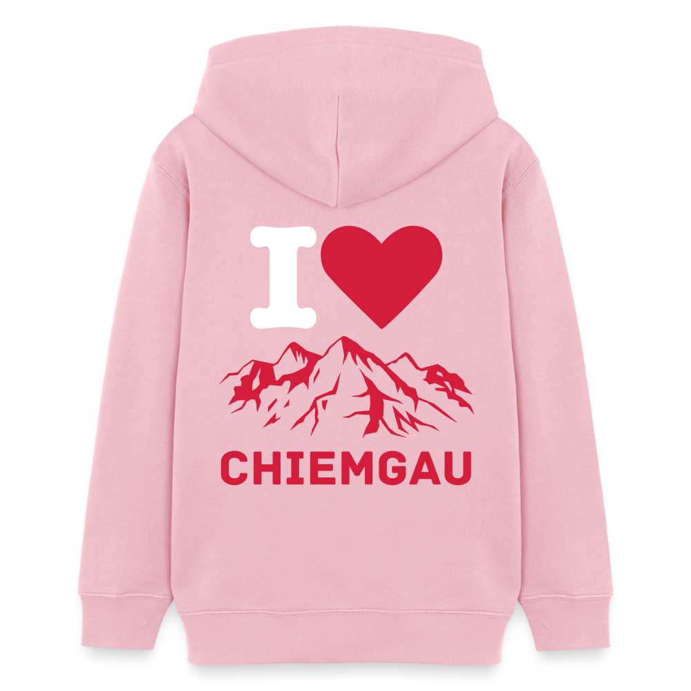 Teenager Bio-Hoodie -  I LOVE CHIEMGAU - Hellrosa