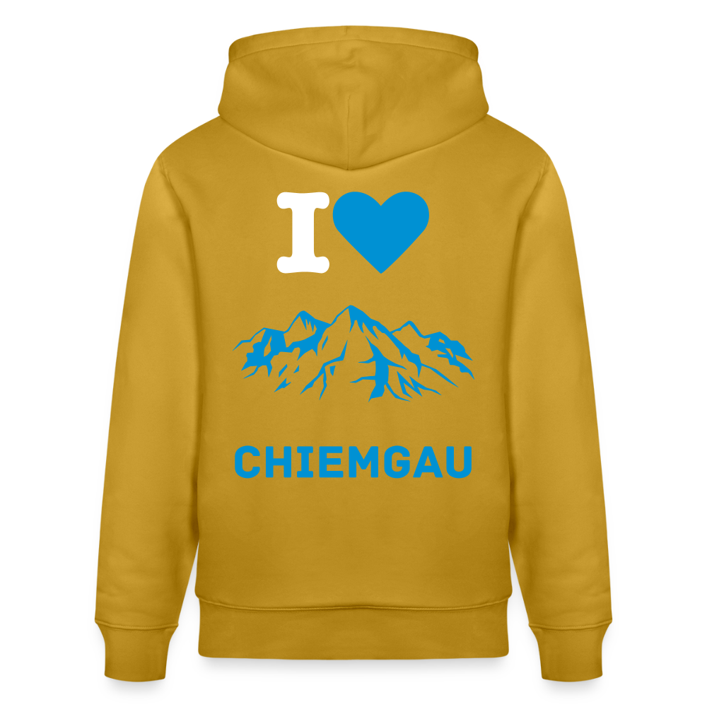 Unisex Herren Damen Bio-Hoodie - I LOVE CHIEMGAU - Ocker