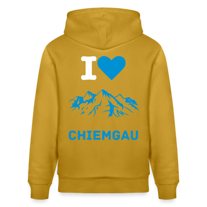 Unisex Herren Damen Bio-Hoodie - I LOVE CHIEMGAU - Ocker