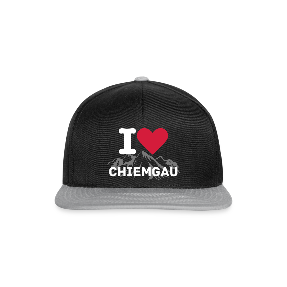 Snapback Cap - I LOVE CHIEMGAU - versch. Farben - Schwarz/Grau