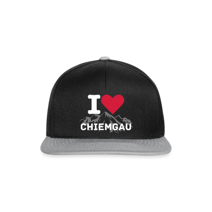 Snapback Cap - I LOVE CHIEMGAU - versch. Farben - Schwarz/Grau