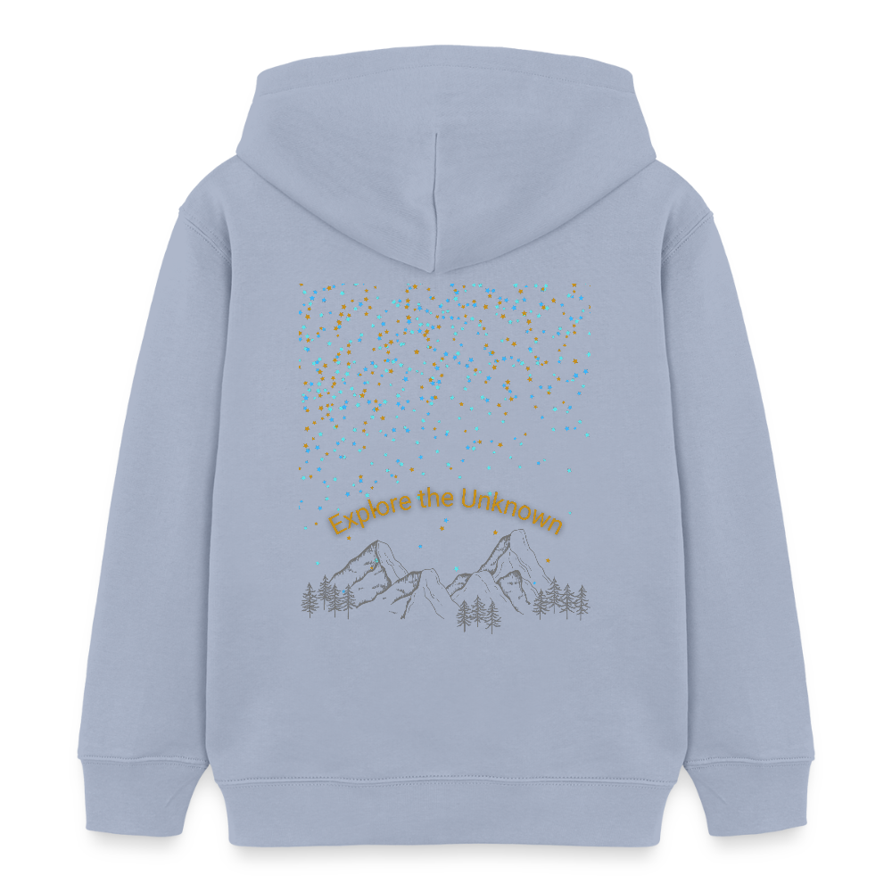 Kinder Bio-Hoodie - EXPLORE THE UNKNOWN - Lavendel-Violett