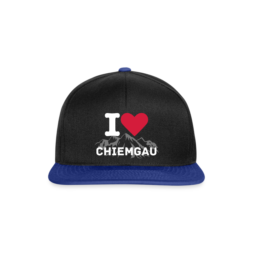 Snapback Cap - I LOVE CHIEMGAU - versch. Farben - Schwarz/Königsblau