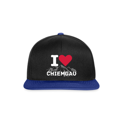 Snapback Cap - I LOVE CHIEMGAU - versch. Farben - Schwarz/Königsblau