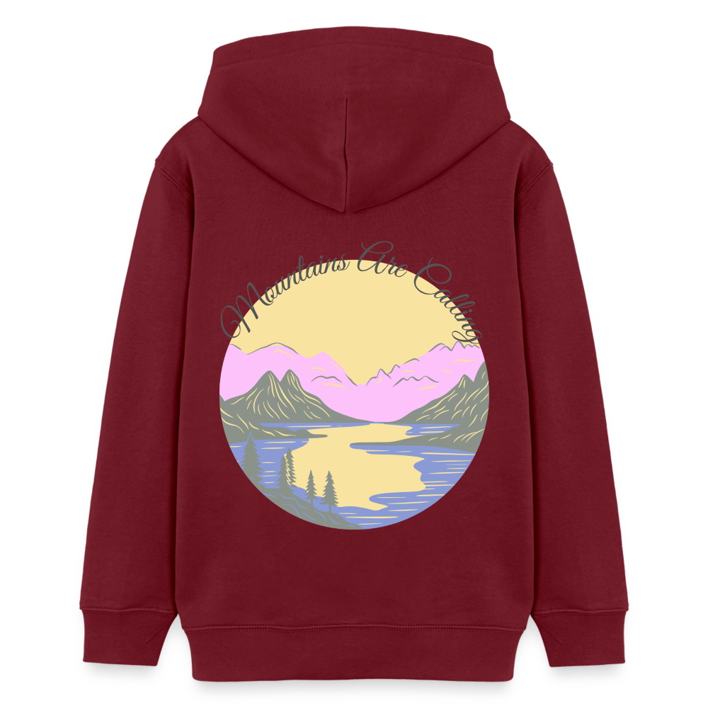 Teenager Bio-Hoodie - MOUNTAINS ARE CALLING - Burgunderrot