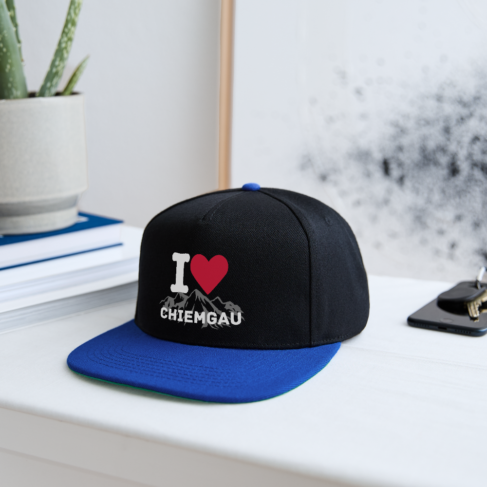 Snapback Cap - I LOVE CHIEMGAU - versch. Farben - Schwarz/Königsblau