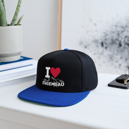 Snapback Cap - I LOVE CHIEMGAU - versch. Farben - Schwarz/Königsblau